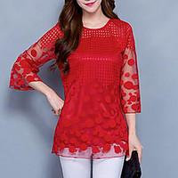 womens plus size casualdaily simple summer blouse solid round neck sle ...