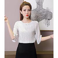 womens casualdaily simple spring summer shirt striped patchwork v neck ...