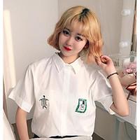 womens casualdaily simple t shirt solid shirt collar short sleeve cott ...