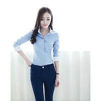 womens casualdaily work simple shirt solid shirt collar long sleeve co ...