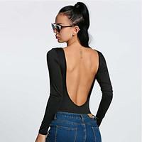 womens backless sexy rompers o neck backless long sleeve playsuits