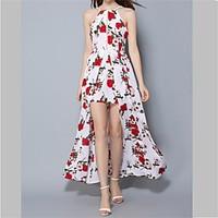 womens going out beach sexy loose dress floral off shoulder maxi sleev ...