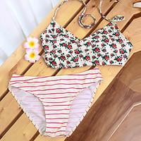 Womens Print Floral Striped Bikini Swimsuit M-XL