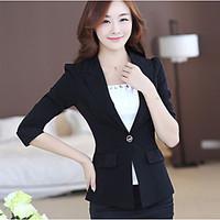 womens work simple spring fall blazer print round neck long sleeve lon ...