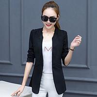 womens casualdaily simple spring fall suit solid shirt collar long sle ...