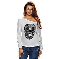 Women\'s Skull Print Off Neck Long Sleeve T-shirt