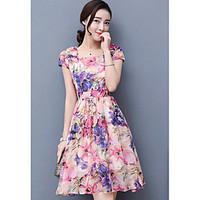 womens going out sheath dress floral square neck knee length short sle ...