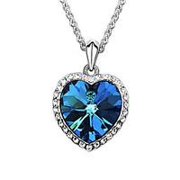 womens pendant necklaces sapphire crystal heart platinum plated austri ...