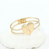 womens european style classic fashion glossy heart shaped double heart ...