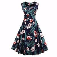 womens going out a line dress floral round neck knee length sleeveless ...