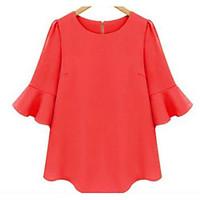 Women\'s Ruffle and Americ loose chiffon shirt sleeve Koresleeve shirt blouses summer 1069