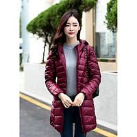 womens long down coat simple plus size casualdaily solid nylon white d ...