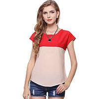 womens casualdaily simple summer t shirt color block patchwork round n ...