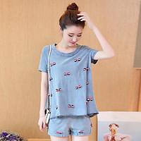 womens going out casualdaily simple t shirt print round neck short sle ...