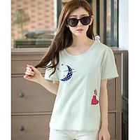 womens casualdaily simple spring summer t shirt print round neck short ...