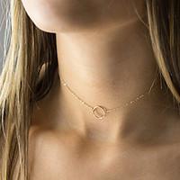 Women\'s Circle Choker Necklaces Jewelry Round Alloy Basic Silver Gold Jewelry ForWedding Party Anniversary Birthday Graduation Gift Daily Casual