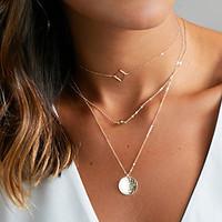 Women\'s Choker Necklaces Layered Necklaces Jewelry Alloy Basic Pendant Silver Gold Jewelry ForWedding Party Anniversary Birthday