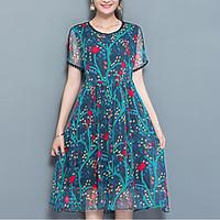womens going out street chic a line dress print round neck knee length ...