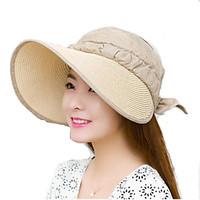Women Summer Solid Straw Clothes Patchwork Middle Brim Foldable Straw Sun Hat