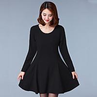 womens casualdaily simple loose dress patchwork round neck above knee  ...