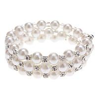 womens wrap bracelet pearl imitation pearl rhinestone simulated diamon ...