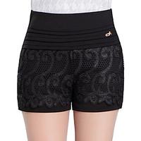 Women\'s Plus Size Slim Shorts Pants, Casual/Daily Work Sexy Cute Solid Lace High Rise Zipper Cotton Micro-elastic Summer