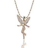 womens pendant necklaces crystal simulated diamond alloy wings feather ...