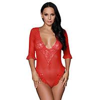 Women\'s Santa Red Mesh and Lace Teddy Lingerie