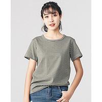 womens casualdaily simple t shirt striped round neck short sleeve cott ...