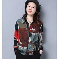 womens casualdaily vintage summer jacket print round neck long sleeve  ...