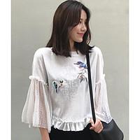 womens casualdaily simple spring summer t shirt floral patchwork lette ...