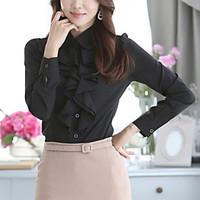 womens casualdaily work simple street chic ol style ruffle gentlewoman ...