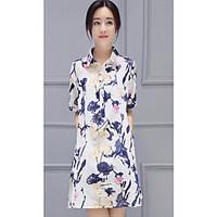 womens daily simple shirt floral shirt collar short sleeve cotton