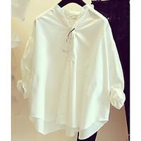 womens casualdaily simple spring summer shirt solid stand long sleeve  ...