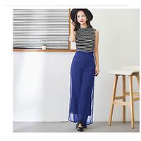 womens mid rise inelastic chinos pants simple wide leg others solid