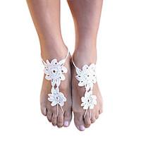 Women\'s Fashion Flowers Crochet Cobweb Pattern Simple Ankle Barefoot Sandals Christmas Gifts