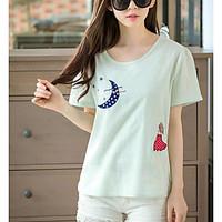 womens casualdaily simple summer t shirt print round neck short sleeve ...