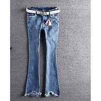 womens mid rise inelastic jeans pants simple bootcut pure color solid