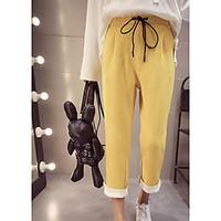 Women\'s Mid Rise Micro-elastic Loose Chinos Pants, Street chic Slim Color Block