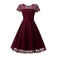 womens casualdaily beach holiday vintage lace swing dress jacquard rou ...