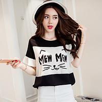 womens casualdaily simple t shirt print color block round neck short s ...