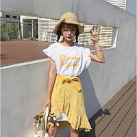 womens going out casualdaily simple street chic spring t shirt skirt s ...