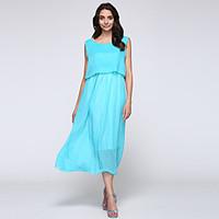Women\'s Vintage/Sexy/Party/Work/Maxi/Plus Sizes Micro-elastic Sleeveless Maxi Dress (Chiffon)