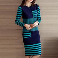 womens going out street chic fall winter set skirt suits striped round ...