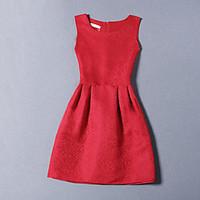 womens party going out plus size cute skater dress jacquard round neck ...