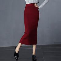 womens bodycon solid split skirtsgoing out casualdaily simple street c ...