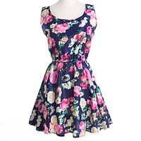 womens summer chiffon floral print sleeveless vest dress