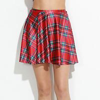 Women\'s Slim Mini Skirts Green Pleated Beach Skirt Yellow Check Plaid Print Casual Skirts Spandex Stretchy