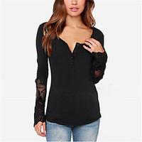 womens casualdaily simple spring t shirt solid v neck long sleeve cott ...