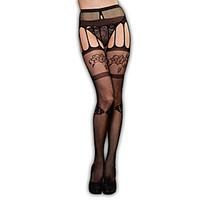 women thin printed hollow open crotch sexy lace suspenders fishnet sto ...